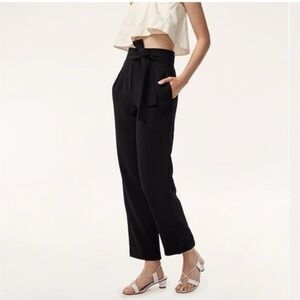 Aritzia Wilfred Tie-Front Pants in black Crepette - High-Waist Pants - Size 4